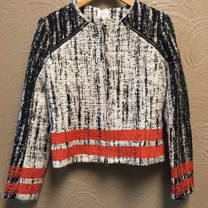 Parker boucle black white jacket fitted Large